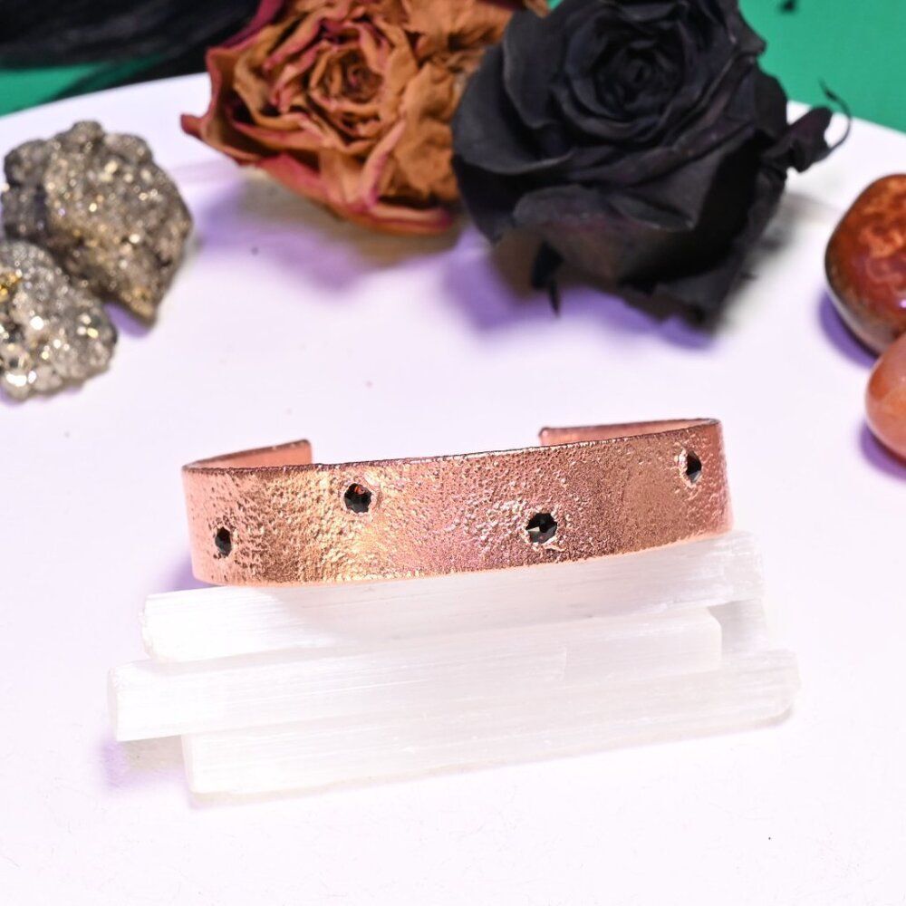 Garnet Swarovski Crystal Copper Cuff Bracelet - Picture 3 of 5